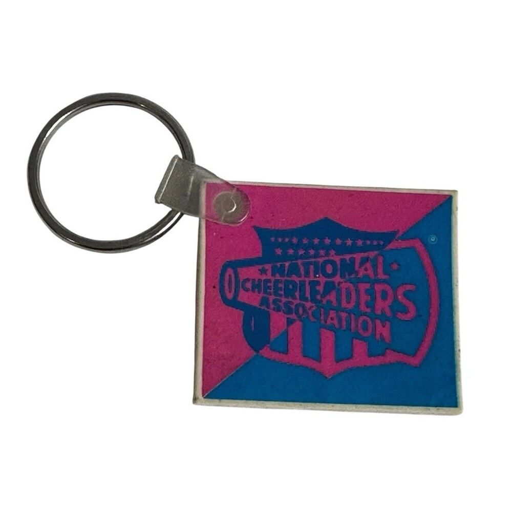 Vintage 90’s National Cheerleaders Association Pink Blue Rubber Keychain